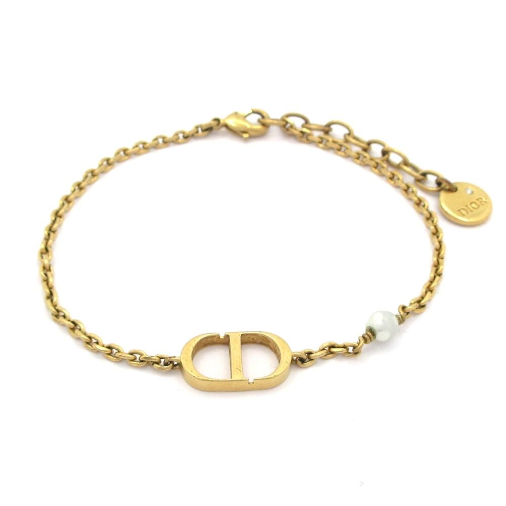 Christian Dior PETIT CD Bracelet Bracelet Gold Cream Hardware Faux Pearl
